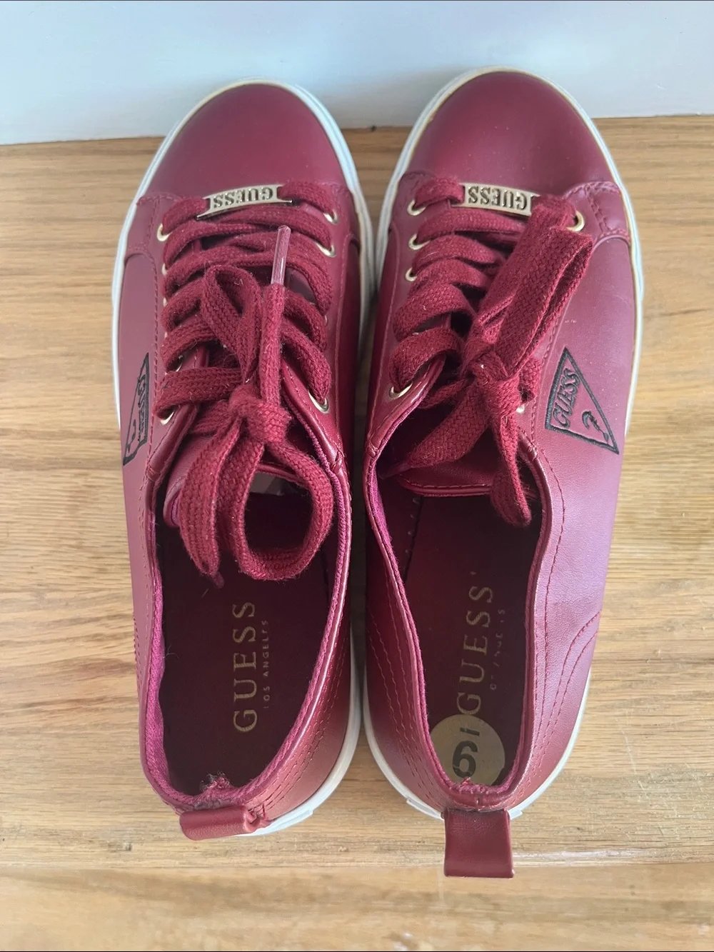 Guess Wine Red Lace-Up Sneakers
